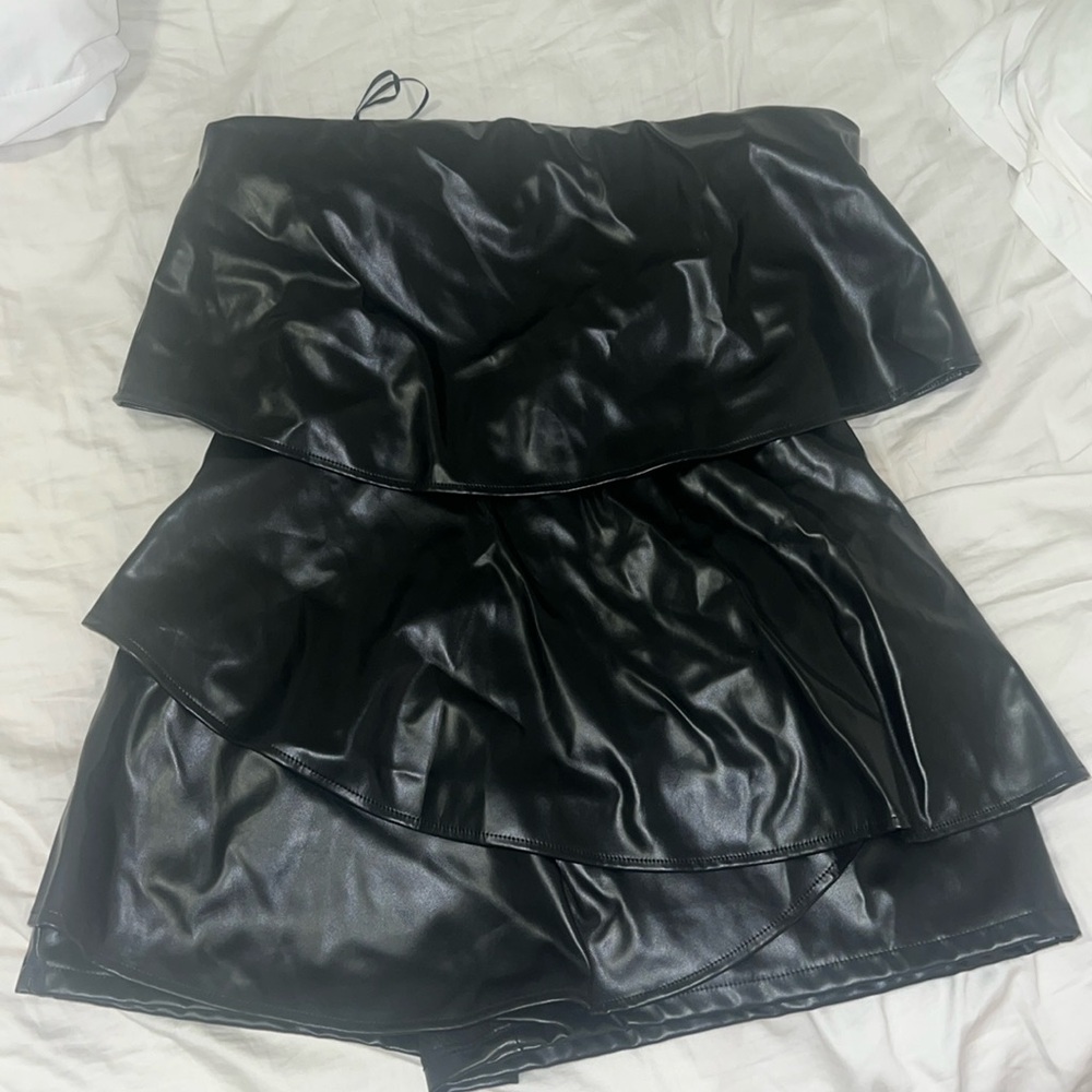 New with tags black leather romper